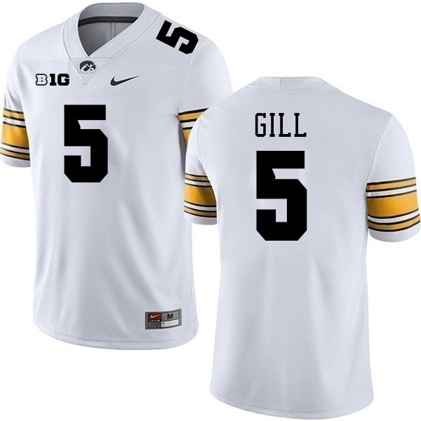 Men #5 Jacob Gill Iowa Hawkeyes College Football Jerseys Stitched-White